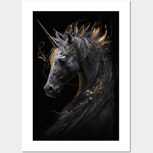 Unicorn Portrait Animal Fantasy Nature Wildlife Dark Painting Wild Spirit Posters and Art